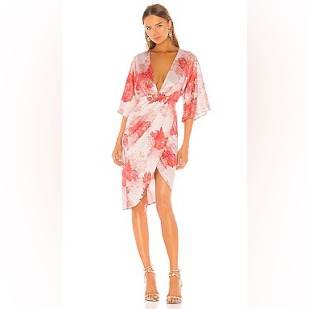 NWT Michael Costello X REVOLVE Fatima Pink FLORAL MidI Dress